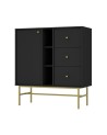 Buffet TOKYO graphite 100 cm 1 porte + 1 niche + 3 tiroirs
