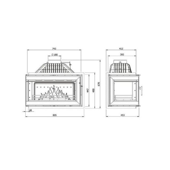 Insert cheminée à bois W16LB-13.5kW ECO COIN GAUCHE Insert cheminée à bois W16LB-13.5kW ECO COIN GAUCHE