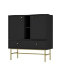 Buffet TOKYO graphite 100 cm 2 portes + 1 niche + 2 tiroirs