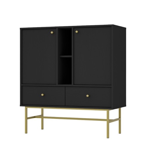 Buffet TOKYO graphite 100 cm 2 portes + 1 niche + 2 tiroirs