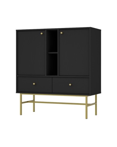 Buffet TOKYO graphite 100 cm 2 portes + 1 niche + 2 tiroirs