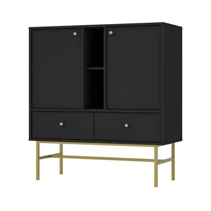 Buffet TOKYO graphite 100 cm 2 portes + 1 niche + 2 tiroirs