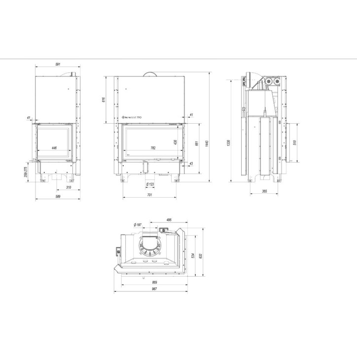 Insert cheminée MBO 15  BS vitre à droite ouverture relevable black