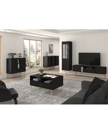 Buffet TOKYO graphite 100 cm 2 portes + 1 niche + 2 tiroirs