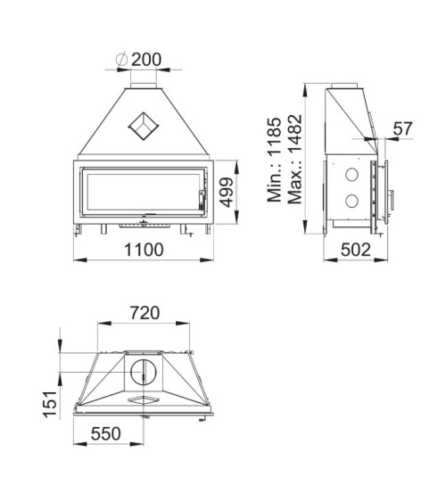Insert cheminée à bois LONDRES - 21kw