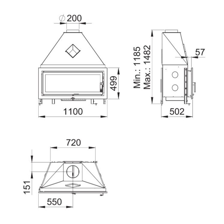 Insert cheminée à bois LONDRES - 21kw Insert cheminée à bois LONDRES - 21kw