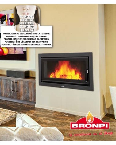 Insert cheminée à bois LONDRES-T-VISION avec TURBINE- 21kw