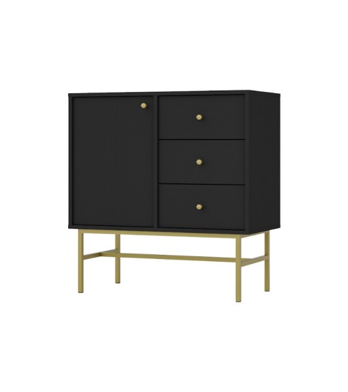 Buffet TOKYO graphite 80 cm 1 porte + 3 tiroirs