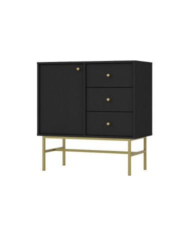 Buffet TOKYO graphite 80 cm 1 porte + 3 tiroirs