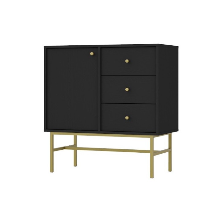 Buffet TOKYO graphite 80 cm 1 porte + 3 tiroirs