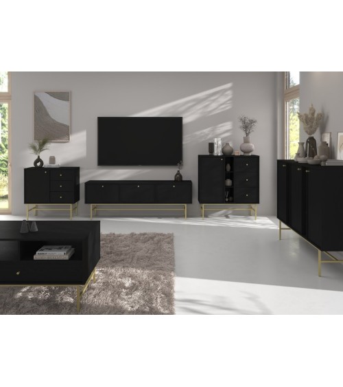 Buffet TOKYO graphite 80 cm 1 porte + 3 tiroirs