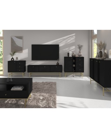 Buffet TOKYO graphite 80 cm 1 porte + 3 tiroirs