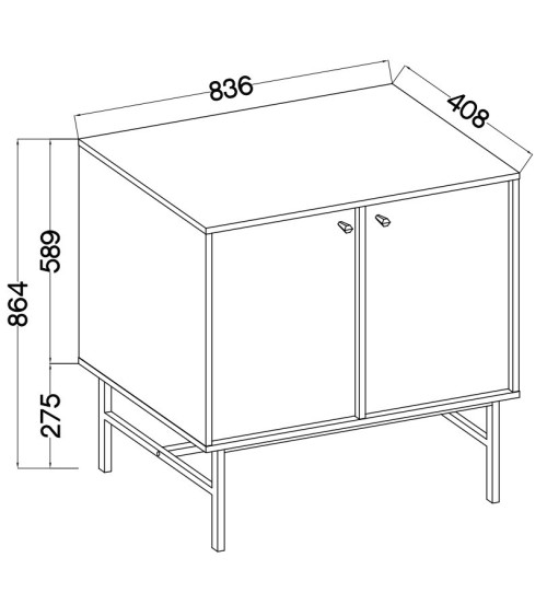 Buffet TOKYO graphite 80 cm 2 portes