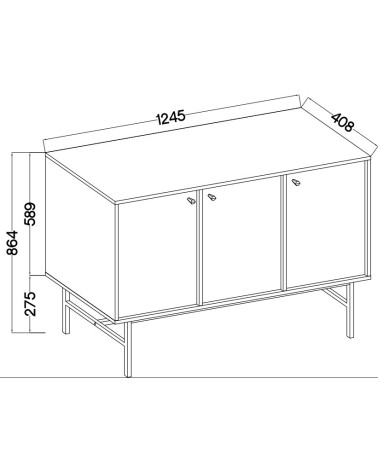 Buffet TOKYO graphite 125 cm 3 portes