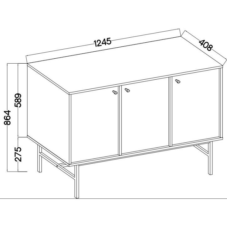 Buffet TOKYO graphite 125 cm 3 portes
