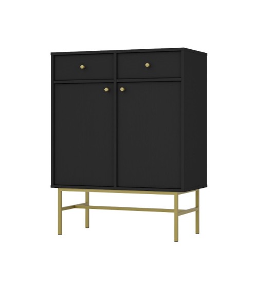 Buffet TOKYO graphite 80 cm 2 portes + 2 tiroirs