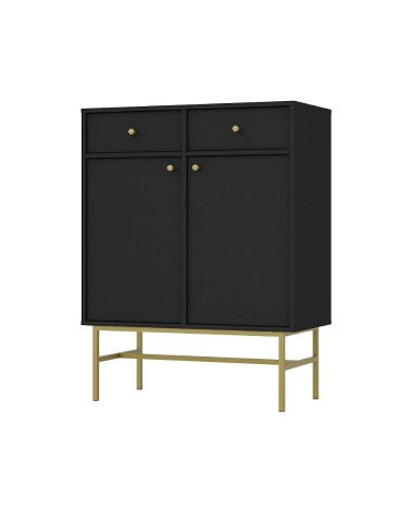 Buffet TOKYO graphite 80 cm 2 portes + 2 tiroirs