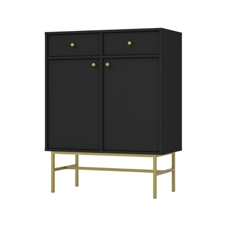 Buffet TOKYO graphite 80 cm 2 portes + 2 tiroirs