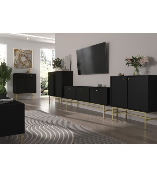 Buffet TOKYO graphite 80 cm 2 portes + 2 tiroirs