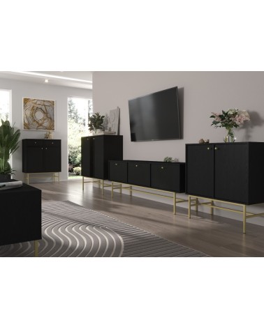 Buffet TOKYO graphite 80 cm 2 portes + 2 tiroirs