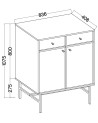 Buffet TOKYO graphite 80 cm 2 portes + 2 tiroirs