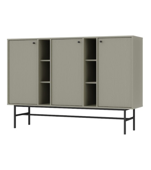 Buffet TOKYO Vert eucalyptus 160 cm 3 portes + 2 niches