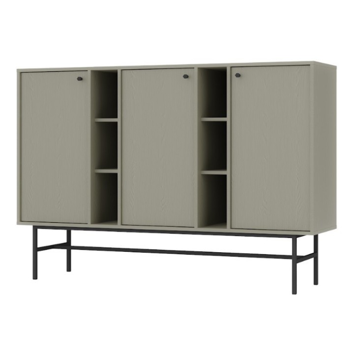 Buffet TOKYO Vert eucalyptus 160 cm 3 portes + 2 niches