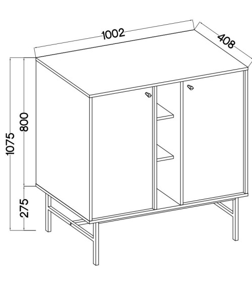 Buffet TOKYO Vert eucalyptus 100 cm 2 portes + 1 niche