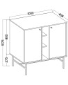 Buffet TOKYO Vert eucalyptus 100 cm 2 portes + 1 niche