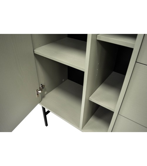 Buffet TOKYO Vert eucalyptus 100 cm 2 portes + 1 niche