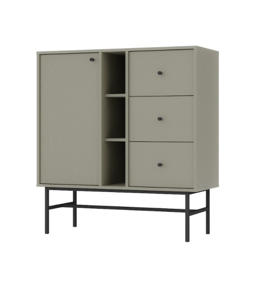 Buffet TOKYO Vert eucalyptus 100 cm 1 porte + 1 niche + 3 tiroirs
