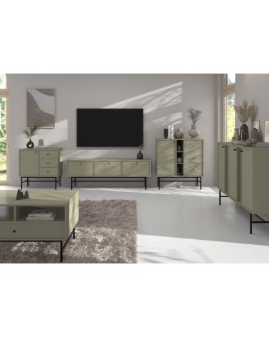 Buffet TOKYO Vert eucalyptus 100 cm 1 porte + 1 niche + 3 tiroirs