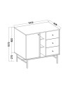 Buffet TOKYO Vert eucalyptus 100 cm 1 porte + 1 niche + 3 tiroirs