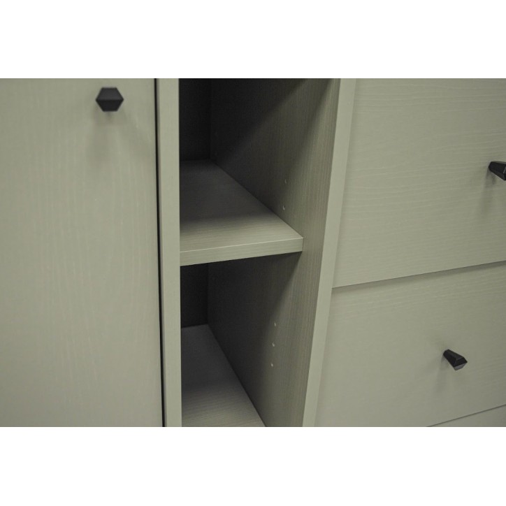 Buffet TOKYO Vert eucalyptus 100 cm 1 porte + 1 niche + 3 tiroirs