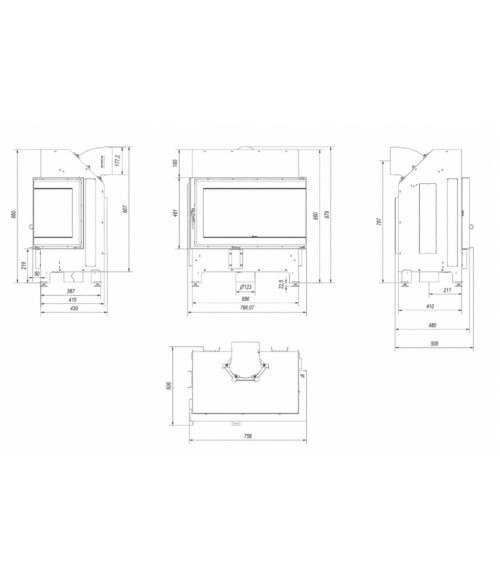 Inserts cheminée Romane ILDNORD MALMO Droite 11kW