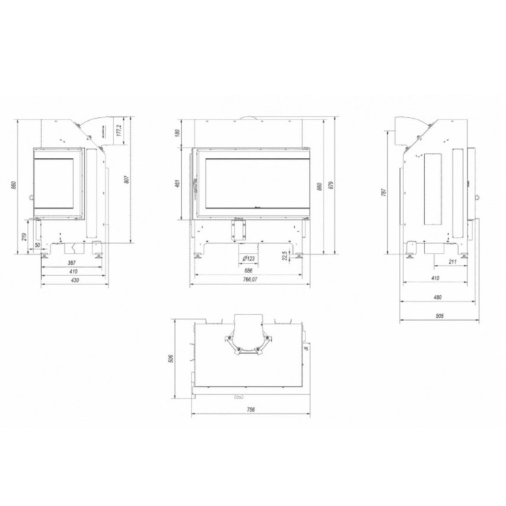 Inserts cheminée Romane ILDNORD MALMO Droite 11kW