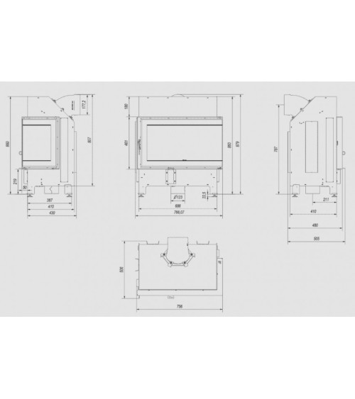 Inserts cheminée Marianne ILDNORD MALMO Droite 11kW avec fermeture automatique