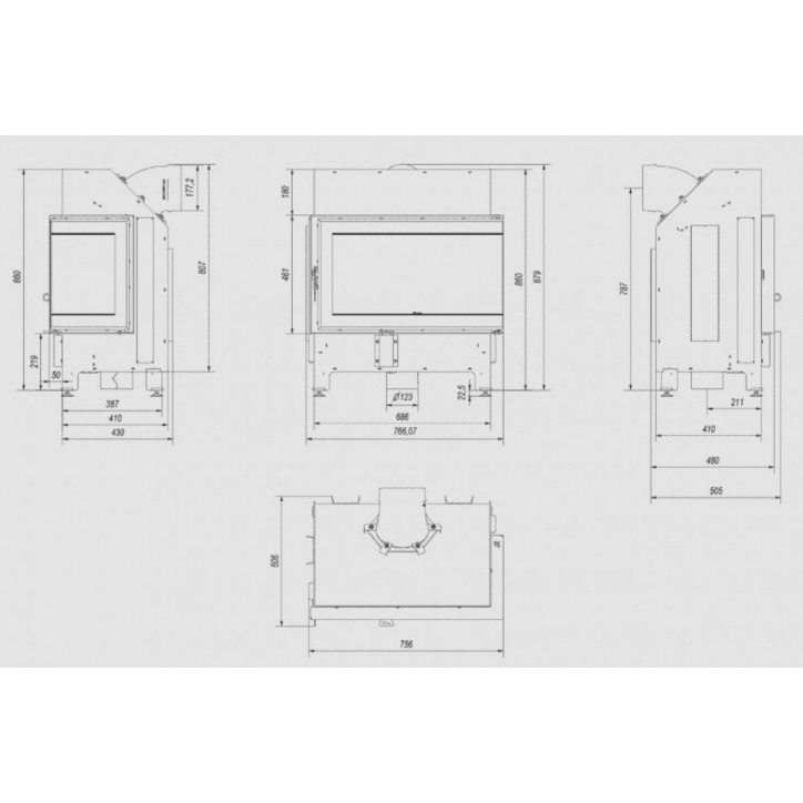 Inserts cheminée Marianne ILDNORD MALMO Droite 11kW avec fermeture automatique