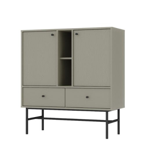 Buffet TOKYO Vert eucalyptus 100 cm 2 portes + 1 niche + 2 tiroirs