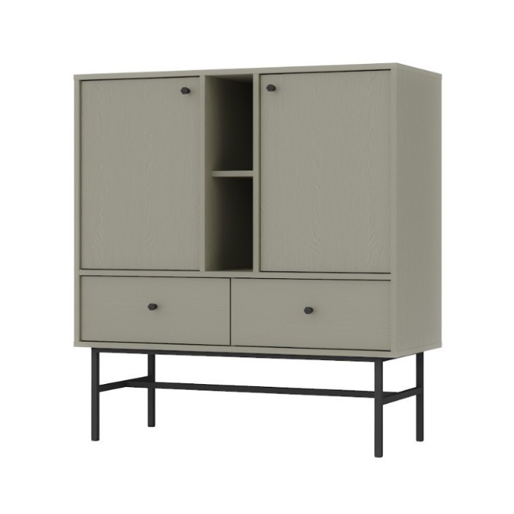 Buffet TOKYO Vert eucalyptus 100 cm 2 portes + 1 niche + 2 tiroirs