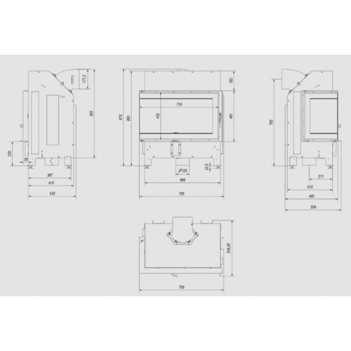 Insert de cheminée Charlie ILDNORD MALMO Gauche 11 kW