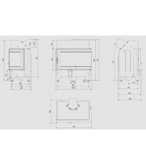 Insert de cheminée Charlie ILDNORD MALMO Droite 11 kW