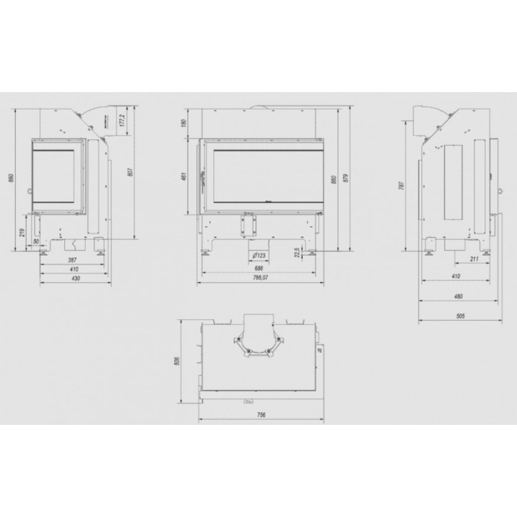 Insert de cheminée Charlie ILDNORD MALMO Droite 11 kW Insert de cheminée Charlie ILDNORD MALMO Droite 11 kW