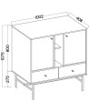 Buffet TOKYO Vert eucalyptus 100 cm 2 portes + 1 niche + 2 tiroirs