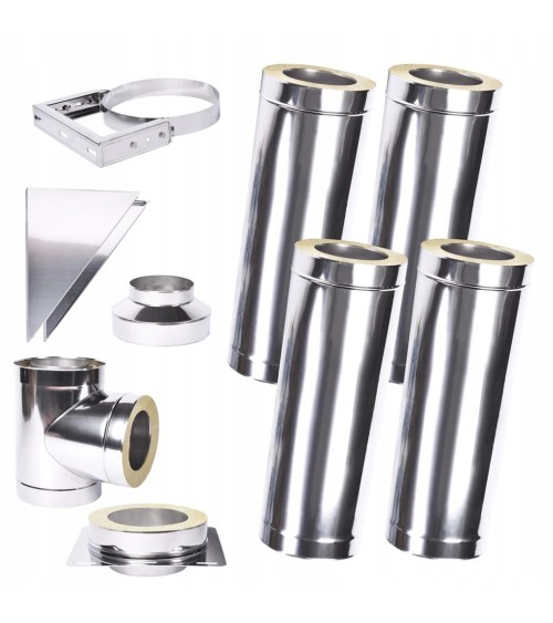 Kit conduit isolé 4m double paroi Ø 100/120/130/150/160/180/200 mm
