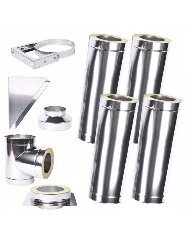 Kit conduit isolé 4m double paroi Ø 100/120/130/150/160/180/200 mm