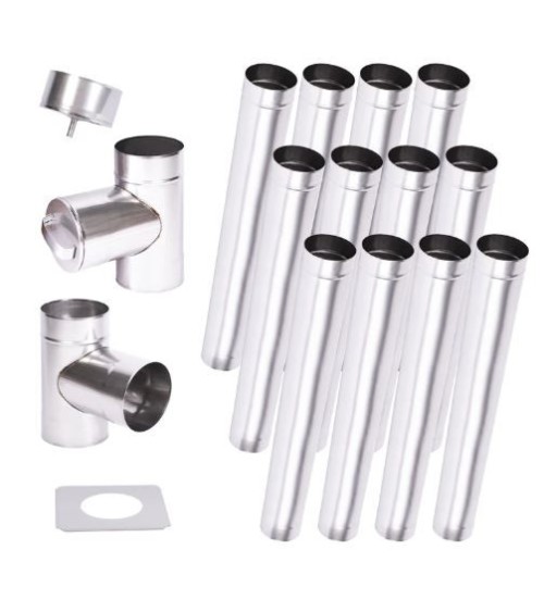 Kit conduit cheminée simple paroi de 12 m Ø 100/120/130/150/160/180/200 mm