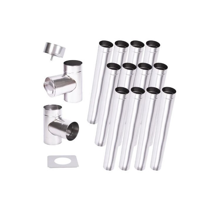 Kit conduit cheminée simple paroi de 12 m Ø 100/120/130/150/160/180/200 mm Kit conduit cheminée simple paroi de 12 m Ø 100/120/130/150/160/180/200 mm