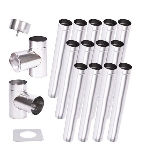 Kit conduit cheminée simple paroi de 13 m Ø 100/120/130/150/160/180/200 mm