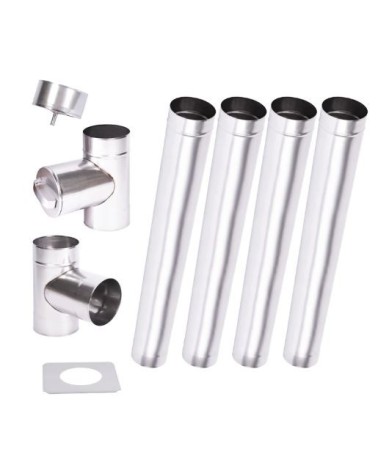 Kit conduit cheminée simple paroi de 4 m Ø 100/120/130/150/160/180/200 mm